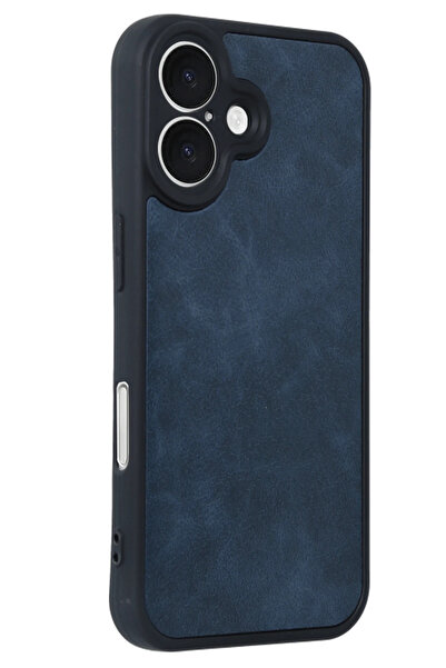 Najmaddin غطاء جلد أرس لهاتف آيفون 16 من نيو فيس - أزرق داكن
