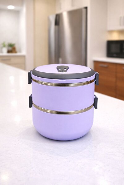 Zeyma Home 2 Katlı Sızdırmaz Çelik Yemek Termosu-Mor