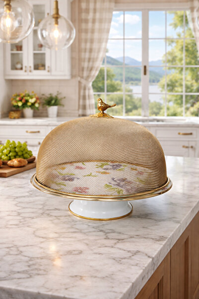 EBRULİEMAYE Vintage Purple Flower Cake Stand Steel Fan-Shaped Large Size