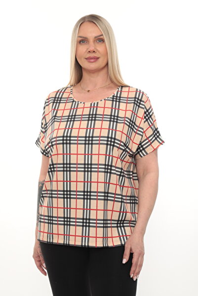 QRUVAZE Plus Size Plaid over Size Short Sleeve