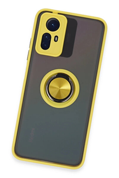 Epilons غطاء حماية سيليكون لهاتف ريدمي نوت 12 إس مع حلقة مونتريال - أصفر