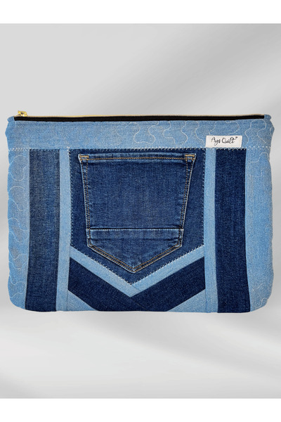 Ays Quilt 13 İnç Kot Laptop Kılıfı - Fermuarlı Koruma Çantası