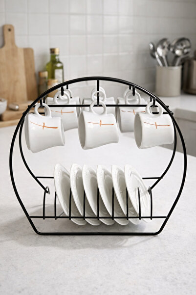 EVRAHATT Metal Fincan Askılığı & Tabak Düzenleyici Stand – Tezgah Üstü Organizer