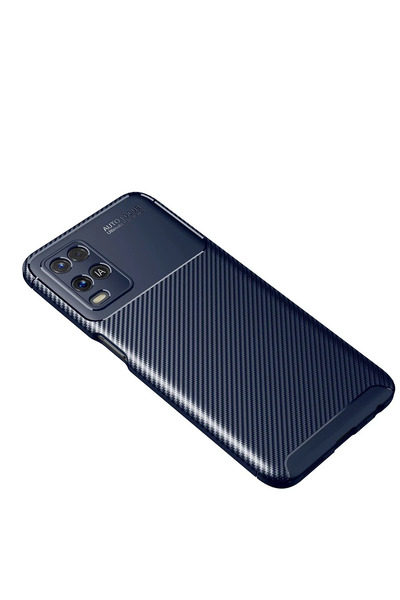 Najmaddin حافظة نيو فيس لهاتف اوبو A54 4G غطاء كربون بتركيز تلقائي - أزرق داكن