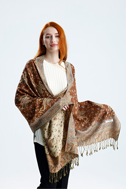 CHALE Royale Passage Series Shoulder Shawl / Woven Cashmere Shawl Double-Side...