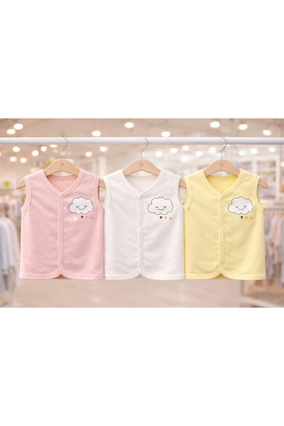 canmana kids&baby %100 Pamuk Yenidoğan Bebek Yelek 3lü