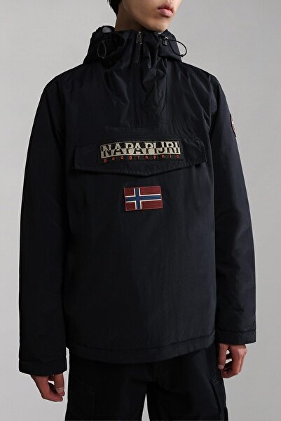 Napapijri Waterproof Jacket with Hood, No Closure Rainforest, Black, L