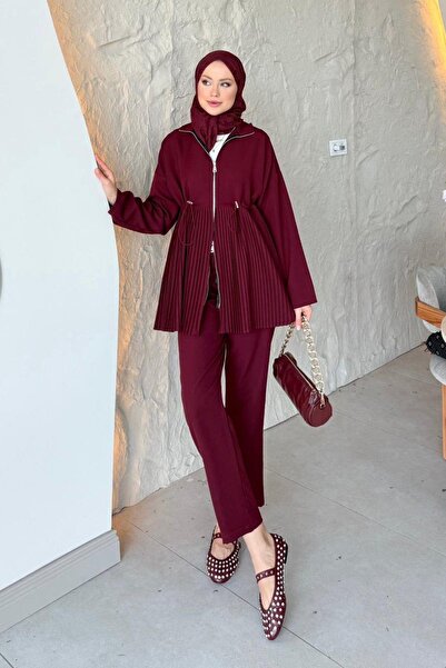 Hazamoda Mabella Pleated Suit Burgundy