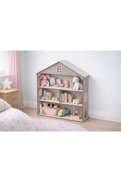 DOKTOR AHŞAP مكتبة جيم هاوس باللون الرمادي من خشب MDF LAM