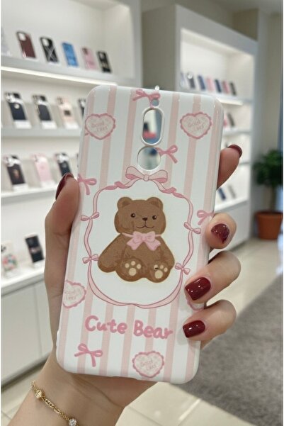 OVADA Huawei Mate 10 Lite Uyumlu Ayıcık Kurdele Desenli Silikon Telefon Kılıfı