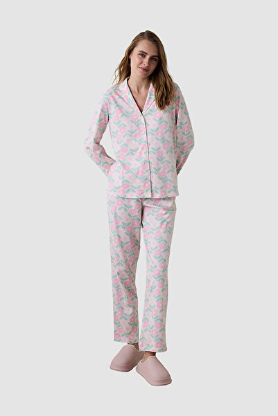 Penti Floral Shirt Collar Long Sleeve Pajama Set