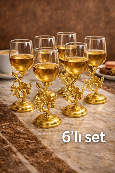 Kitchen Smile Dekoratif Kelebekli 6’Lı Kahve Yanı Su Bardağı