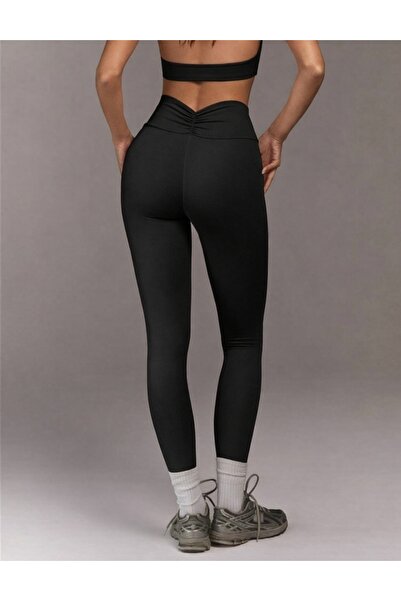 MAROVOAY Colanți sport din lycra cu talie înaltă și detaliu elastic la talie,...