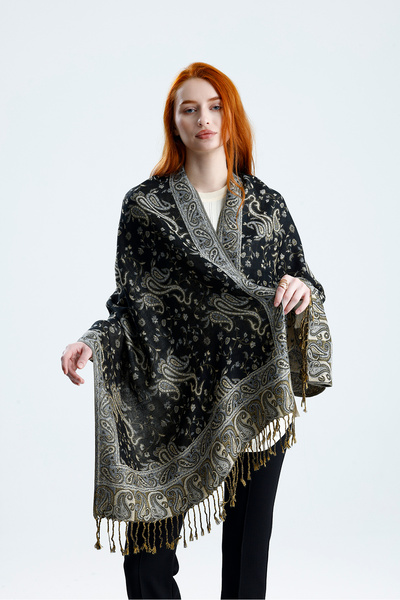 CHALE Royale Passage Series Shoulder Shawl / Woven Cashmere Shawl Double-Side...