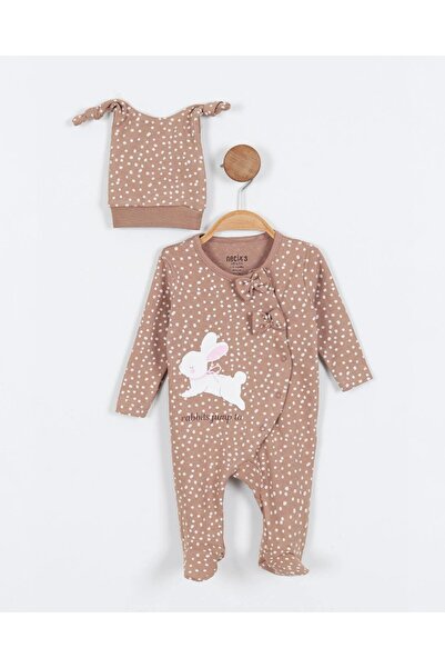 VOY KİDS Baby Girl Newborn 0-3 / 3-6 Months Seasonal Jumpsuit with Hat and Ra...