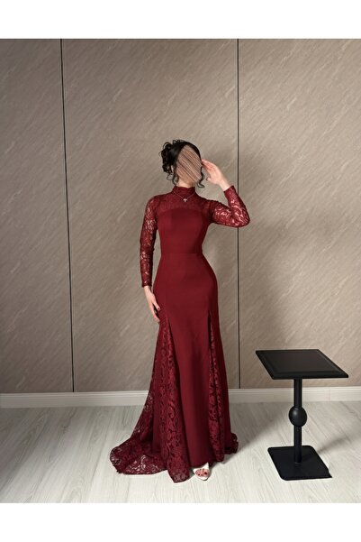 elin فستان سهرة عنابي كلاسيكي فخم