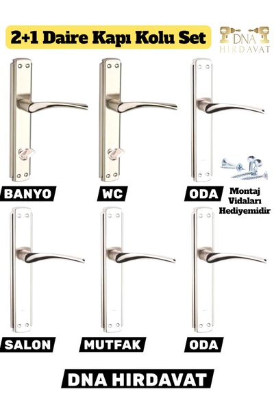 DNA HIRDAVAT 2+1 Saten Daire Kapı Kolu Set