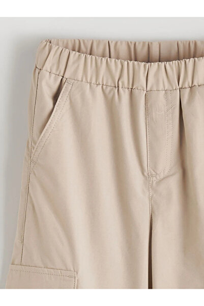 LC Waikiki Pantaloni cargo pentru fete LCW ECO bej cu talie elastică