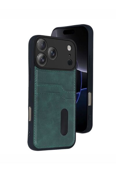 Massemr iPhone 17 Pro Max Leather Case with Business Card Holder Wallet Desig...