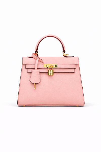 MoonliWear Brown Leather Handbag with Locking Clasp