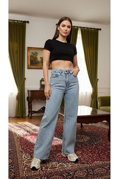 geenz manifacture بنطلون جينز فضفاض من Sumeye Kar باللون الأزرق واسع الساقين ...