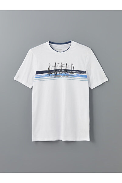 LC Waikiki طاقم الرقبة قصيرة الأكمام المطبوعة بتمشيط تي شيرت رجالي