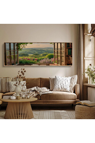 Tuba Decor Tek Parça Gerçek Ahşap Yatay Panorama Çerçeveli Tablo