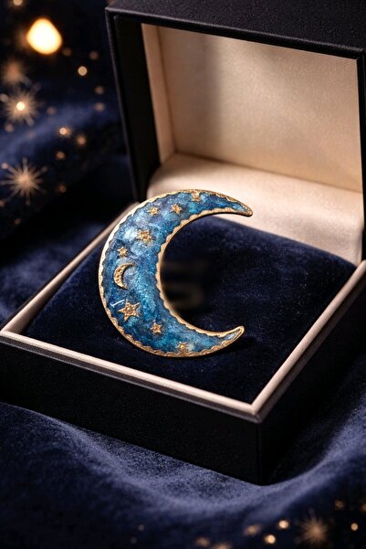 mosmoda Mavi Gece Ay Broş