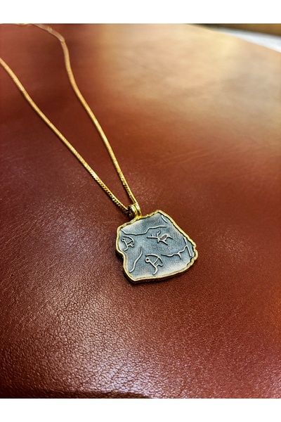 Miltonia 925s Antik Sembol Unisex Uzun Zincir Gümüş Kolye