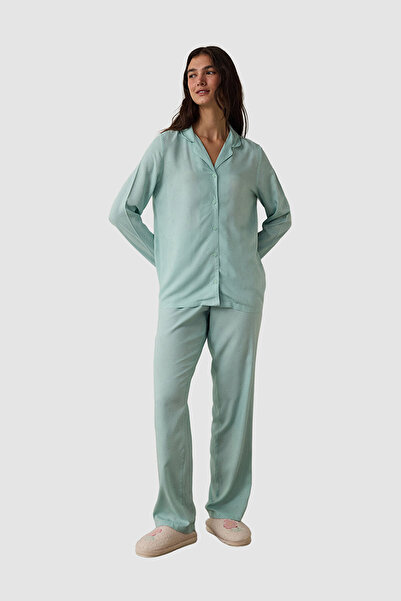 Penti Sleep-In Star Patterned Shirt Collar Long Sleeve Pajama Set