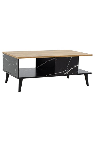 Talis Industrial Style Coffee Table, Vintage Black Marble Look 90x54x37.5cm 9...