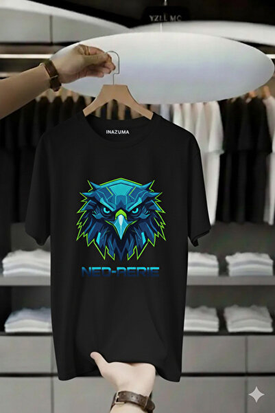 İnazuma Outdoors Unisex Oversize Printed Cotton Crew Neck Short Sleeve Black ...