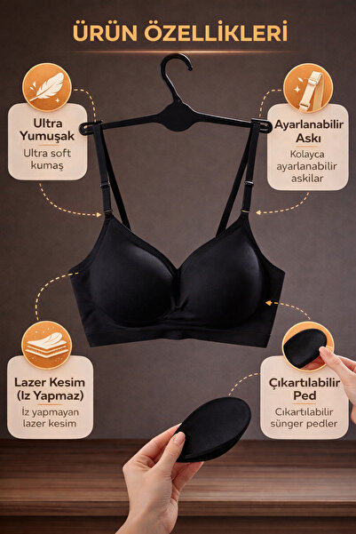 Meyzz Sutien pentru femei Günlük Seamless Ultra Soft decupare cu laser İz Yap...