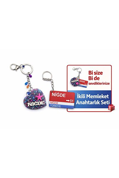 Home Niğde Hometown Themed Handmade Set of 2 Keychains