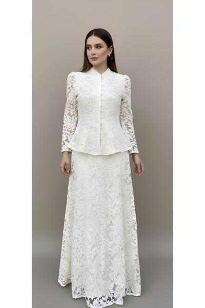 Rabiossa Kadın Zarafet Serisi Ekru Dantel Takım