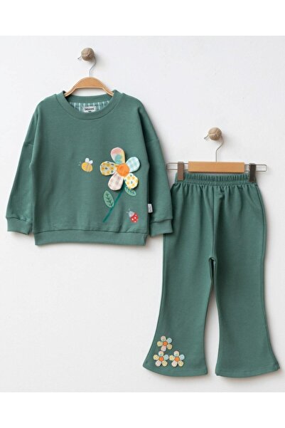 Egelite Set elegant pentru fete, cu broderie florală mobilă, pantaloni evazaț...