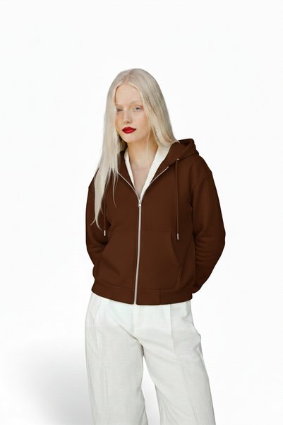 PIOVE Women's Basic Zipper Hoodie – Black Shield