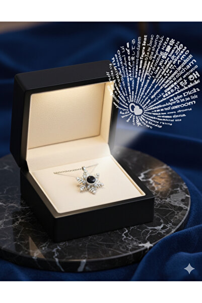 DAYZEN JEWELRY Kutulu 100 Dilde Seni Seviyorum Yazan Aşk Kolyesi Sevgili Kolyesi