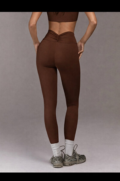 MAROVOAY High-Waisted Lycra Sports Leggings with Gathered Waistband, Yoga Leg...