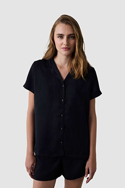 Penti Fleur Satin Shirt Collar Short Sleeve Pajama Set with Shorts