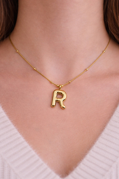 Tasarım Women's - Minimal Chain Necklace with Gold Color Letter Figures