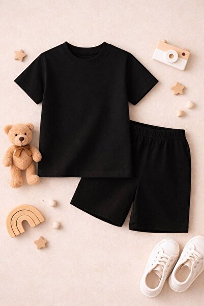 SPORTİVEA %100 PAMUK Çocuk Cepli Şort ve %100 PAMUK Çocuk Tişört/T-shirt Takımı