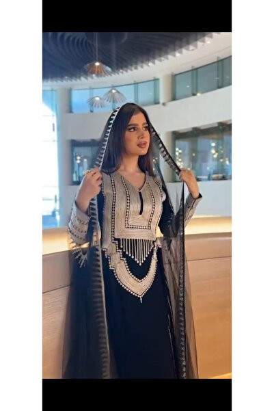 AREEJ FASHION Luxurious jalabiya with Asiri embroidery