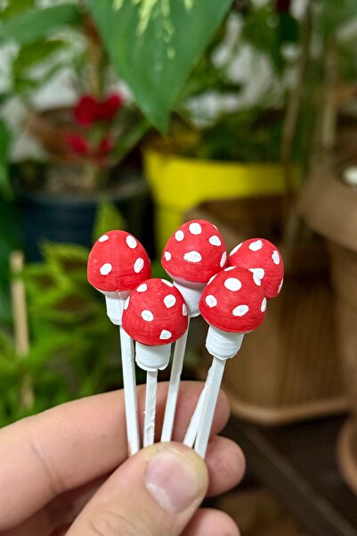 HD1001 1 Adet Yapay Mantar Çiçek Süsü Dekoratif Mantar Teraryum Pasta Saksı S...