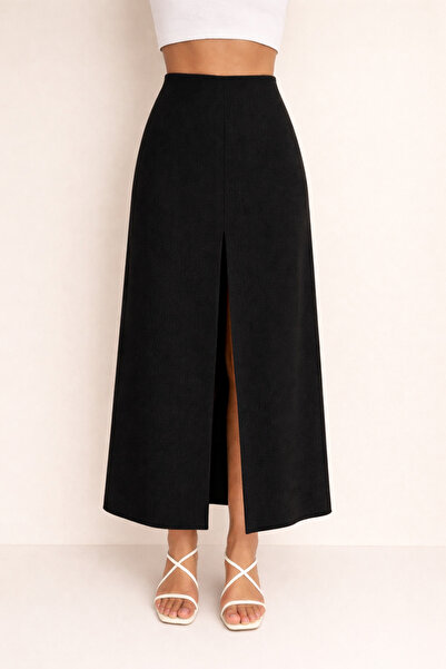 AL&SU BUTİK Kadın uzun önden yırtmaçlı kalem etek