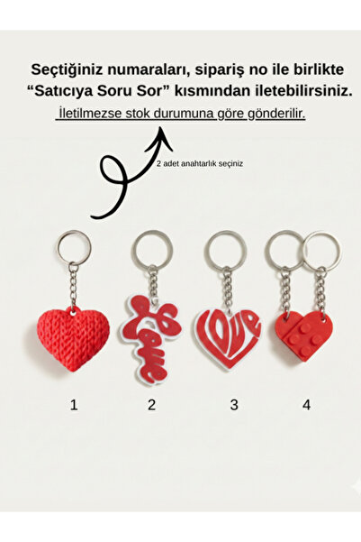 fotobaskıcım Heart Themed Keychain – Set of 2 with Choices