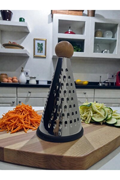 KACASTORE Ahşap Kulplu Topuzlu Paslanmaz Çelik Rende 3 Farklı Şekil