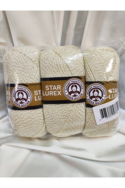 Ören Bayan STAR LUREX Krem El Örgü İpi (3 Adet) - Renk: 005A