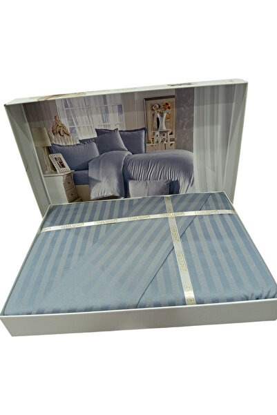 Çapa Home Çift Kişilik Çizgili Saten Nevresim Takımı