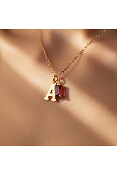 NorthAegean 925 Ayar Gümüş Baget Doğum Taşlı Harf Kolye – Kişiye Özel Minimal...